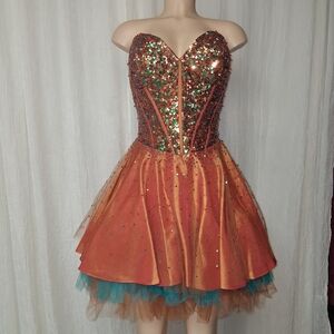 Jasz Couture boho Strapless Orange Dress Women Size 6